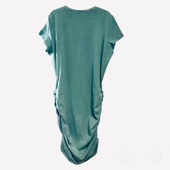 Nine West Minimalist Mint Green Ruched Bodycon Short Sleeve Midi Dress XXL - Picture 4 of 8